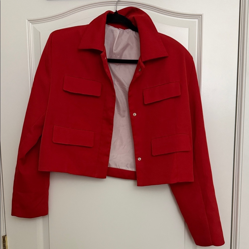 SHEIN Bold Red Cropped Jacket